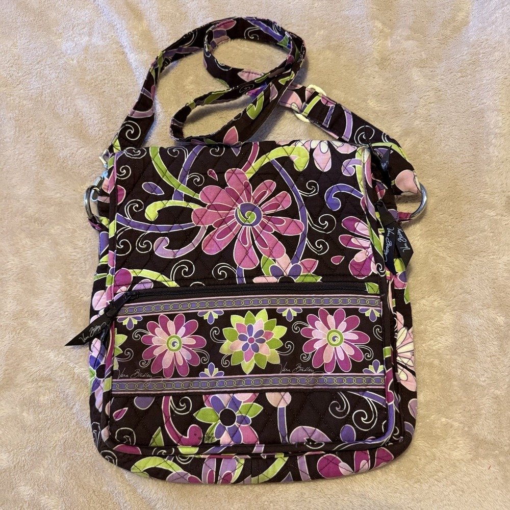 Vera Bradley Purple Punch Messenger Bag And Purse RETIRED PATTERN